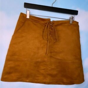 faux suede tan skirt